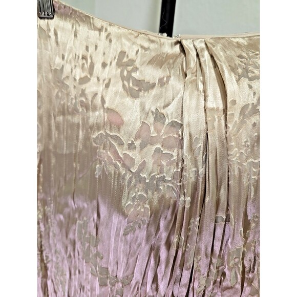 Vince Silk Blend Cream Midi Skirt Womens 2 Sheer Floral Designer Elegant Sheer - Picture 3 of 7